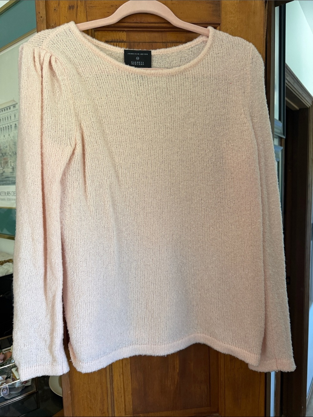 Jennifer Meyer Pale Blush Scoop Neck Knit Sweater